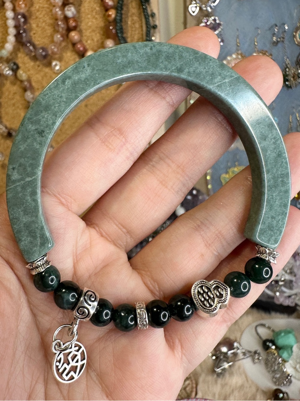 Elegant Jade half bangle 6.75-7 inches